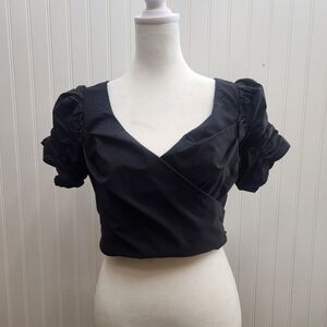 2 For 20 Hot & Delicious Black Puff Sleeve Blouse Size M